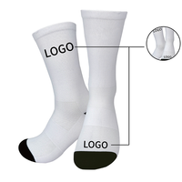 Chaussettes blanches en coton et polyester avec logo personnalisé pour l'école Chaussettes blanches d'équipage en jacquard brodé par sublimation