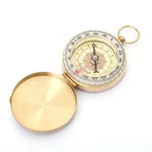 AJOTEQPT G50 Retro Flip Compass Pure Copper Brass Pocket Watch For Outdoor Camping Hiking Survival
