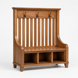 Porte-manteau et rangement à chaussures pour salon, style vietnamien, avec banc et espace de rangement pour chaussures, vente en gros - Product Image 1