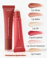 Emballage de tube à gloss à surface de coupe irrégulière personnalisée, comme un baume à lèvres en cristal, tubes en plastique avec brosse, tube PETG pour le soin des lèvres