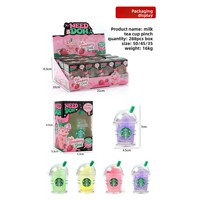 Jouet Squishy en PVC Transparent Thème Thé Boba, Boule Anti-Stress à Remontée Lente en Sucre de Malt, Jouet Sensoriel Fidget, Coffret Cadeau