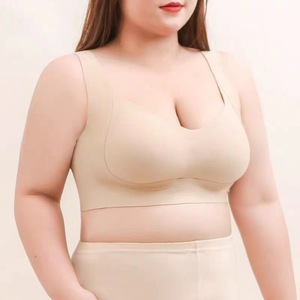 Push up sin costuras Pecho grande Sujetadores <span class=keywords><strong>de</strong></span> gran tamaño Estilos finos transpirables Evita <span class=keywords><strong>la</strong></span> flacidez Sujetador sin aros Sujetador gordo para mujer Copa extraíble - Product Image 1
