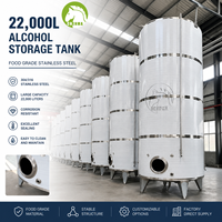 Réservoir de stockage d'alcool en acier inoxydable de qualité alimentaire 22000L, réservoir de stockage de liqueur industriel pour distillerie, whisky, vodka, rhum