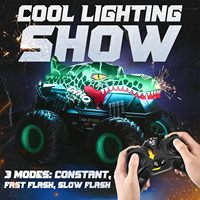 Camion monstre télécommandé Dwi Dowellin avec lumières et musique, jouets dinosaures pour enfants, camion RC à l'échelle 1:20 avec rotation à 360° °   Spins