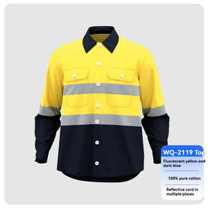 Camicia da Lavoro ad Alta Visibilità Traspirante ad Asciugatura Rapida con Logo, Manica Lunga in Cotone, Uniforme di Sicurezza per <span class=keywords><strong>Edilizia</strong></span>, Fabbrica, Magazzino, Uomo - Product Image 6