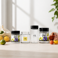 Pot en verre noir personnalisé avec couvercle hermétique et sécurité enfant pour herbes et capsules, avec bouchon de sécurité anti-enfant