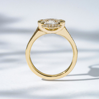 Bague unisexe classique Starsgem, diamant de laboratoire ovale de 1,1 ct (8,03*5,78 mm), couleur blanche D, plaqué or jaune 10 carats, pureté 41,7 %