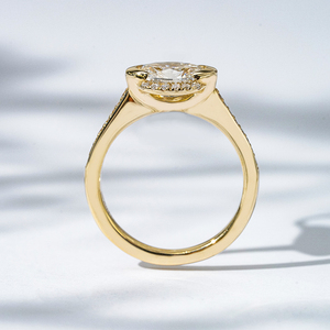 Starsgem 1.1ct 8.03*5.78มม. วงรีตัดเพชรที่ปลูกในห้องปฏิบัติการสีเหลืองทอง10K แหวนเพชรที่เหมาะกับชายและหญิงแบบคลาสสิก - Product Image 4