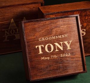 Boîte-cadeau de garçons d'honneur <span class=keywords><strong>en</strong></span> <span class=keywords><strong>bois</strong></span> personnalisable moderne debout meilleur homme présent souvenir mallette de rangement pour les propositions de mariage personnalisées - Product Image 3