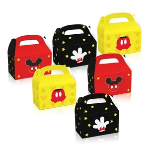 मिकी इलाज बॉक्स बच्चों कैंडी Goodies चॉकलेट पैकेजिंग पोर्टेबल गत्ता कागज उपहार बॉक्स के लिए बच्चों के जन्मदिन की पार्टी सजावट