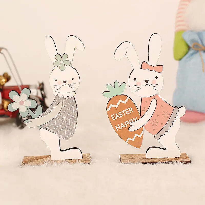 2024 Paasdecoraties Houten Konijnvormen Ornamenten Ambachtelijke Geschenken Ornamenten Bunny Easter Feestartikelen