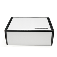 Boîte d'expédition en carton noir et blanc au design simple, vente en gros, boîte d'emballage en papier ondulé imprimée recto verso