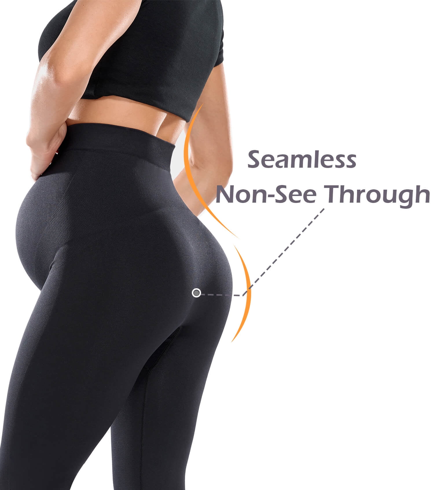 Women's High Waist Maternity Leggings Seamless Non-See Through Belly Support Pregnancy Buttery Soft Second-Skin Maternity Pants