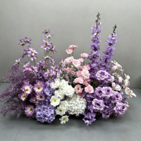 Composition florale en gros, rangée de fleurs violettes et roses pour centre de table de mariage, décoration d'événements et de fêtes, Saint-Valentin