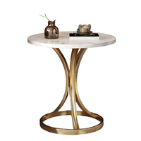 Table d'appoint ronde en marbre et acier inoxydable doré de luxe, table basse contemporaine pour salon