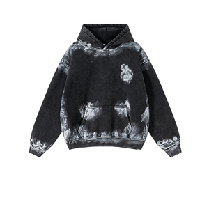 Precio al por mayor de moda Sudadera con capucha para hombres y niños Sudadera con capucha bordada personalizada de punto informal de invierno con cremallera desteñida - Product Image 3