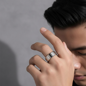 <span class=keywords><strong>Bague</strong></span> de mariage et de fiançailles en titane à double rainure pour homme, bijoux fantaisie en gros, <span class=keywords><strong>bague</strong></span> de couple pour fête, cadeau, bagues tendance - Product Image 6