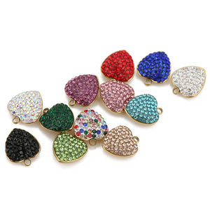 Colgante de Corazón de Acero Inoxidable con Diamantes de Imitación, Fornituras de Joyería DIY, Accesorios para Pendientes y Collares, Venta al por Mayor - Product Image 2