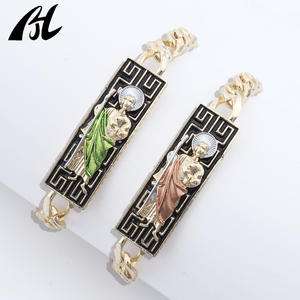 14-каратный позолоченный Религиозный браслет Святой Иуды Девы Марии, святая смерть, черная модная цепочка и звенья - Product Image 3