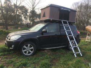 Tente de toit SUV en alliage d'aluminium pour le <span class=keywords><strong>camping</strong></span> en plein air Tente de toit à coque rigide triangulaire imperméable pour 4 personnes - Product Image 2