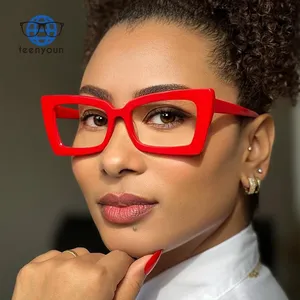 Teenyoun 2024 haute qualité adultes cadre lunettes Sculpture carré rouge cadre lunettes lecture lunettes prix usine à vendre