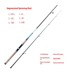 Caña de Pescar de Carbono de 1.68m/1.8m/2.1m/2.4m/2.7m/3m, 2 Piezas, Acción Media, para Lubina, Caballito de Mar, Calamar, Spinning, Baitcasting, Acero Inoxidable - Product Image 2