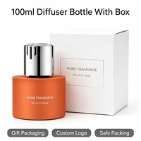 Bouteille diffuseur de parfum cylindrique en verre de 100 ml avec bouchon argenté électroplaqué, vide, pour maison et voiture