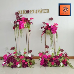 Centres de table artificiels en soie rose, orchidée bordeaux pour mariage, baby shower, allée de mariage, fête, bar à desserts – Kits de décoration - Product Image 2