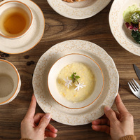 Service de table floral en porcelaine mate peinte à la main de style japonais vintage, durable et réutilisable, pour la maison et le café