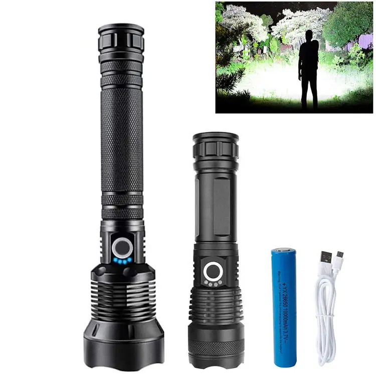2024 Powerful 10W 10000 lumens 5 Modes Waterproof Camping Tactical Torch flash LED USB Rechargeable flashlights lamp light