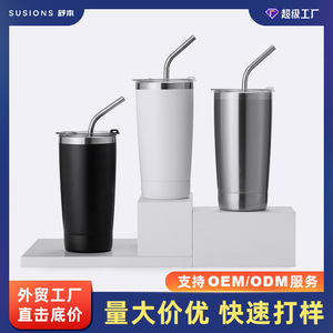 Stainless Steel Tumbler 20oz <b>Double</b> <b>Walled</b> Vacuum Insulated Travel <b>Mug</b> Straight Cup With Lid For Outdoor Use - Product Image 5