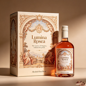 Scatola di Carta Personalizzata con Logo per Vino Rosé Frizzante Dealcolizzato, Stampa UV, Ecologica, Vendita all'Ingrosso - Product Image 1