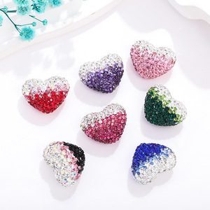 Gradient Heart Shaped Rhinestone Bead Ball Small DIY Jewelry Pendant Accessory For Necklace Bracelet Keychain - Product Image 1