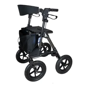 Four wheel European style folding rollator walker with seat for old people