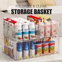 Boîte de rangement pliable avec poignée Organisateur cosmétique transparent Étagère de rangement de bureau de grande capacité Étagère de rangement de salle de bain