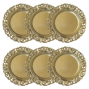 <span class=keywords><strong>Assiette</strong></span> de présentation de luxe de 13 pouces, couleur personnalisée, pour la décoration de table principale de mariage et d'hôtel, fêtes de Noël et style rétro européen - Product Image 1