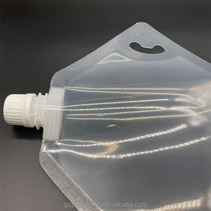 Stock de pochettes de recharge transparentes transparentes pour boissons liquides, emballage en plastique, pochette debout avec bec verseur d'angle - Product Image 3