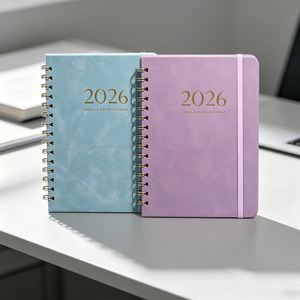 Agenda hebdomadaire et mensuel 2026, carnet à spirales, couverture en cuir PU, couverture rigide, violet bleu - Product Image 1