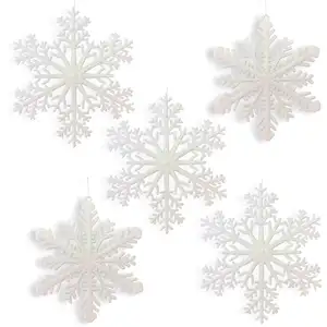 Large Snowflakes Set of 5 White Glittered Snowflakes Decorations Snowflake Window Decoration