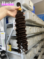 Cabello Humano Virgen al por Mayor 12A para Trenzas, Cabello Pre-estirado sin Procesar a Granel # Cabello Afro Rizado en Paquetes para Trenzas, Ondas Profundas, 2 Unidades