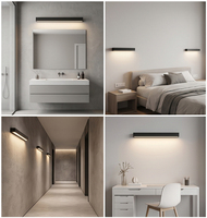 Lámpara de Pared LED de Tira Larga de 12W 18W 30W, Iluminación Exterior Impermeable para Porche/Patio/Jardín, Alto CRI 90, Vidrio Templado y Aluminio