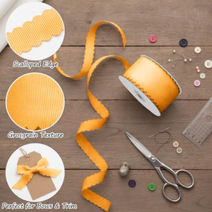 Custom Scalloped Edge Grosgrain <b>Ribbon</b> (Polyester)-Eco-Friendly & Durable Custom Size for Christmas & Gift Packaging - Product Image 2