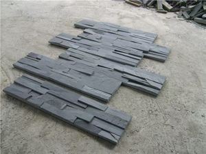 Panel de revestimiento de pared de piedra Nero Culture de <span class=keywords><strong>pizarra</strong></span> negra, revestimiento envolvente para chimenea - Product Image 5