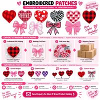 Patch brodé en gros, motif cœur et nœud, amour XOXO, Saint-Valentin, à carreaux, léopard, mignon, thermocollant ou à coudre