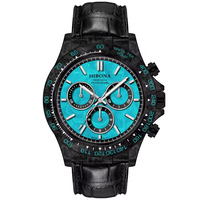 Montre-bracelet pour homme en quartz chronographe multifonction avec lunette lumineuse en fibre de carbone originale de haute qualité OEM
