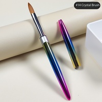 Stylo de manucure en métal dégradé, pinceau à ongles en poils de vison, stylo à cristaux, stylo sculpté, outils de nail art.