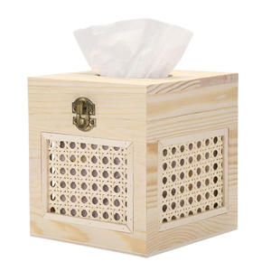 Caja de pañuelos de madera hecha a mano, color natural, madera maciza, almacenamiento de escritorio, soporte multiusos para servilletas - Product Image 3