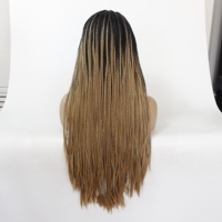 Perruque tressée grise sans nœud devant en dentelle, tresses micro tressées sensationnel perruques cheveux humains, tresses de perruque blonde bohème boîte