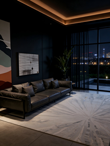 Alfombra Tejida Wilton con Base de Yute, Diseño Abstracto Hecho a Máquina, Alfombra para Sala de Estar - Product Image 2