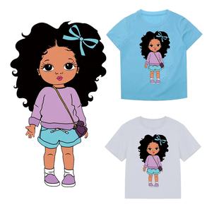 חמוד שחור הילדה אפריו תיקונים ברזל על העברת עבור בגדי אפליקציות העברת חום DIY מדבקות עבור חולצה שמלת ברזל תיקון - Product Image 2